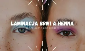 Laminacja brwi i henna – jak połączyć obie metody? Dwie pary oczu z kolorowymi cieniami i podkreślonymi brwiami.