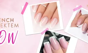 Eleganckie paznokcie french z subtelnymi cyrkoniami, które dodają blasku i efektu WOW.