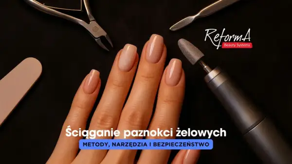 Dłonie z paznokciami żelowymi i narzędzia do ich usuwania. Czy aceton rozpuszcza żel? Dowiedz się więcej o metodach i bezpieczeństwie.
